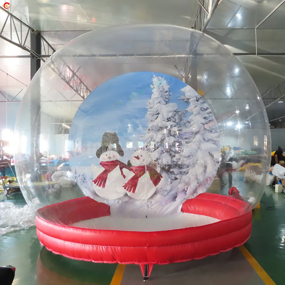4x3m 5x3m Entrega actividades al aire libre globo de nieve inflable de Navidad gigante con túnel para la venta