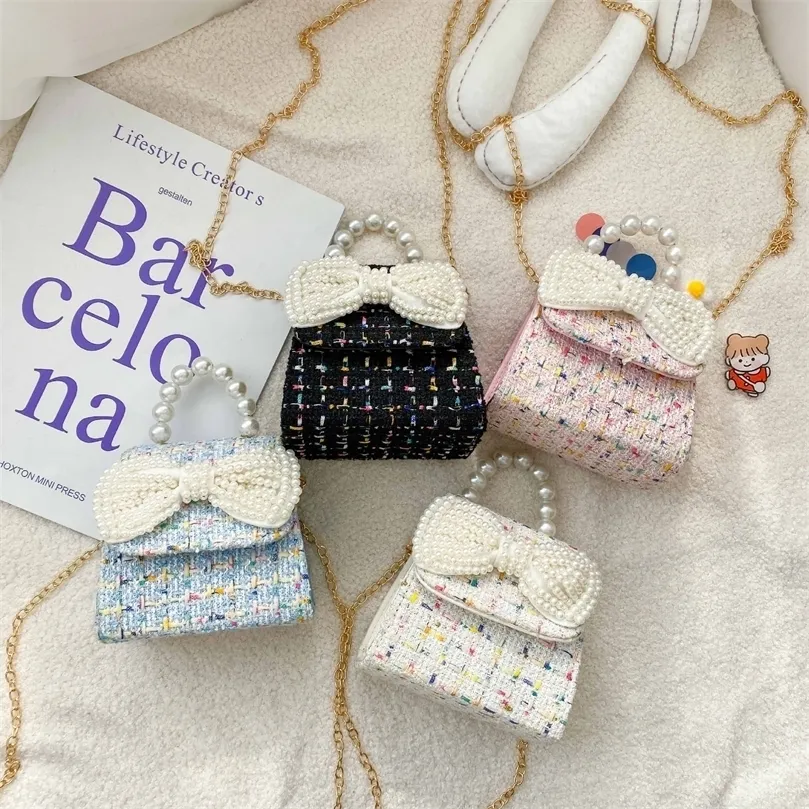 Backpacks Girl Messenger Backpack Baby Coin Purse Candy Knapsack Bow Tie Handbag Kids Flower Bag Cute Shoulder Packet Childrens Gift 220915