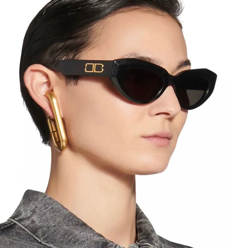 デザイナーの男性レディースRive Gauche Cat Eye Sunglasses Vintage 2022 Polarized New BB0236 Fashion Brand Acetate Temple Sunglasses with Big Logo