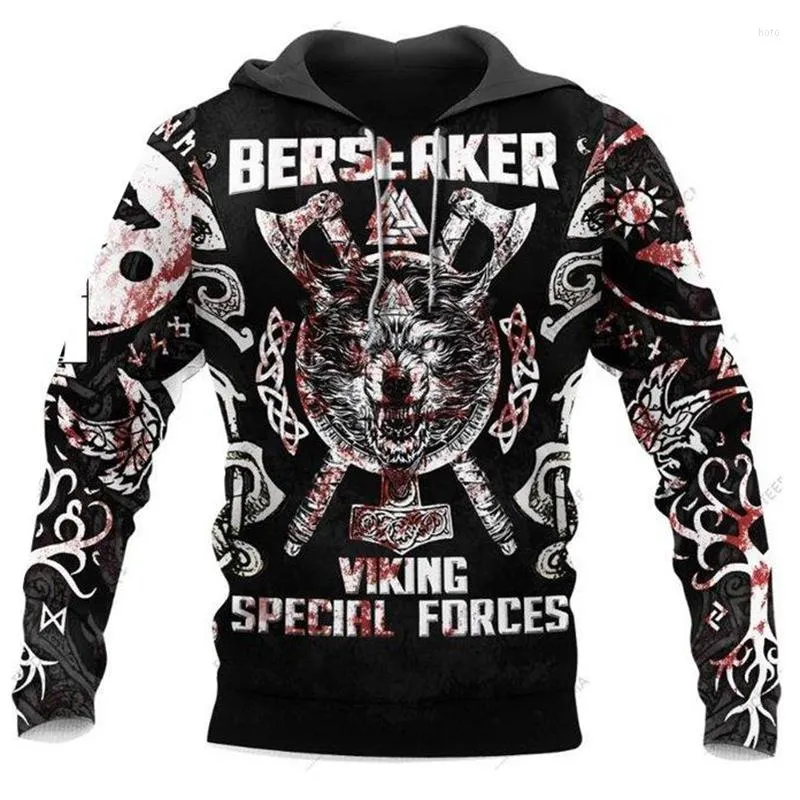 Erkek Hoodies Viking Mit Deseni Büyük Boy Sweatshirt 3D Sokak Giyim Gevşek Erkekler İlkbahar ve Sonbahar Trend Moda Kırış