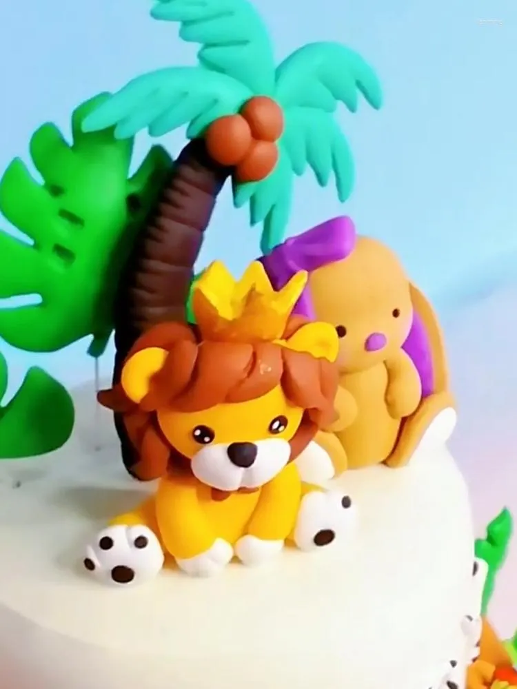 Fournitures de fête Safari Lion Cuisson Décoration Animaux Joyeux Anniversaire Fête Garçon Gâteau Topper Toppers Pour Gâteaux Cupcake Baby Shower