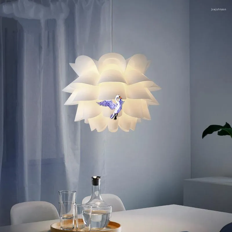 Pendant Lamps Nordic Lights Warm Series PP Hanging Lamp White Lotus Modern Minimalist Loft Living Room Industrial Light Fixtures
