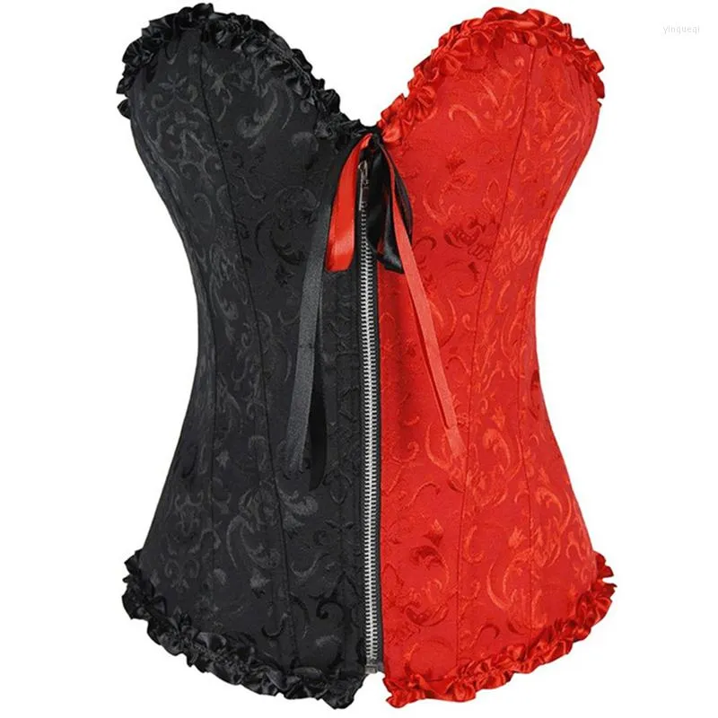 Bustiers Korsetten Bovenborstcorset Sexy Kant Grote maten Erotische Rits Dames Bustier Lingerie Top Wit Zwart Victoriaans Mode Lichaam Shapewear