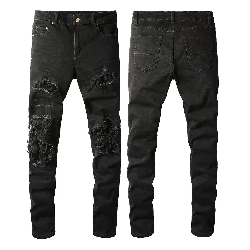 2021 jeans jeans motociclista in moto in difficoltà Jean rock skinny slim fod hole lettera topquality marchio hip hop jeans pantaloni 8569