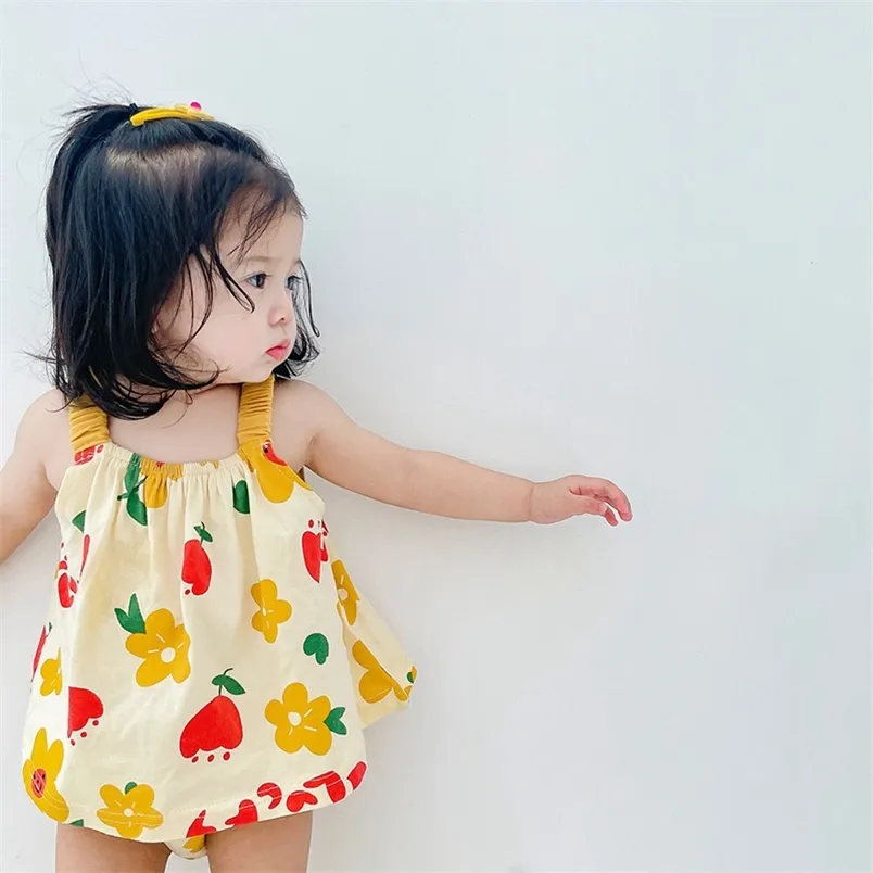 Kl￤der s￤tter Milancel Summer Baby Clothing Set Sp￤dbarn Girls Camisole och Blommer 2 PCS Baby Suit 220916