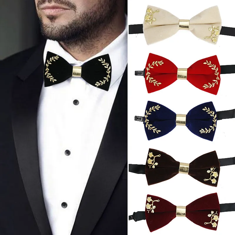 Nowa moda męska złota aksamitowa krawat