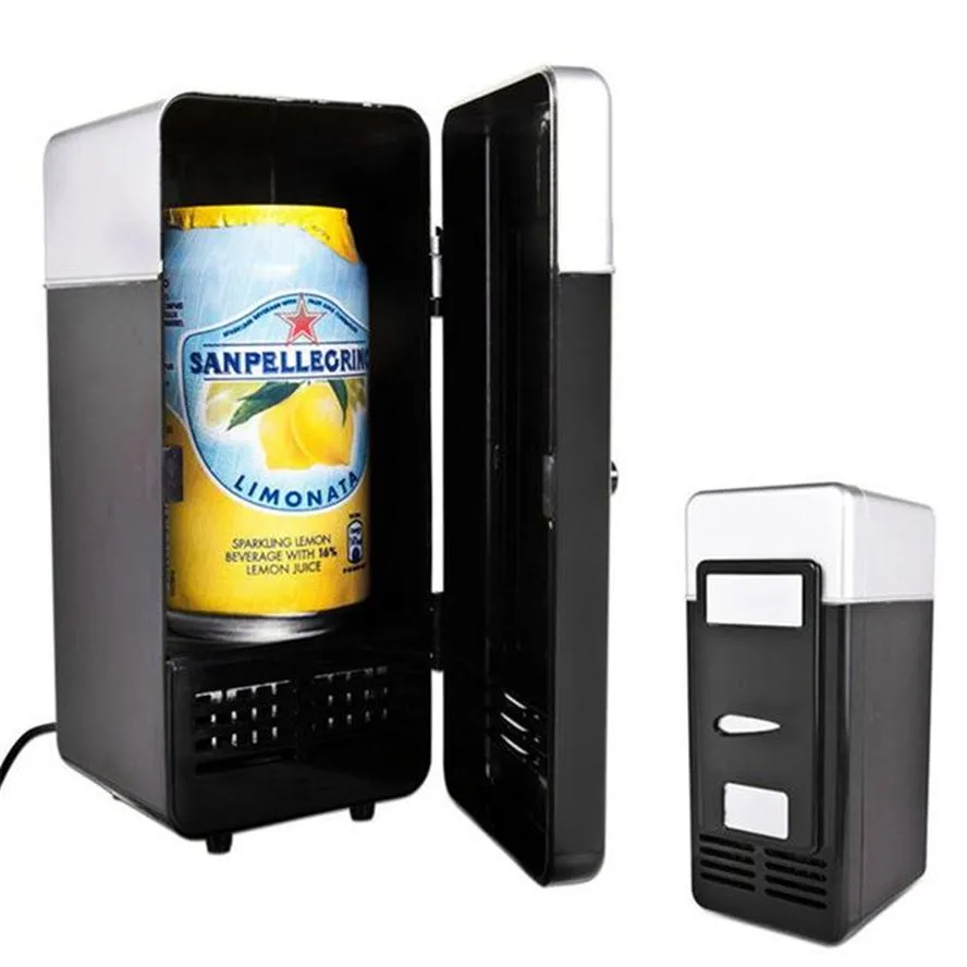 2 em 1 Desktop Mini Fridge Gadget Beverage latas de bebidas mais frias refrigerador mais quente com carro de luz LED interna Uso de mini geladeira TB277P