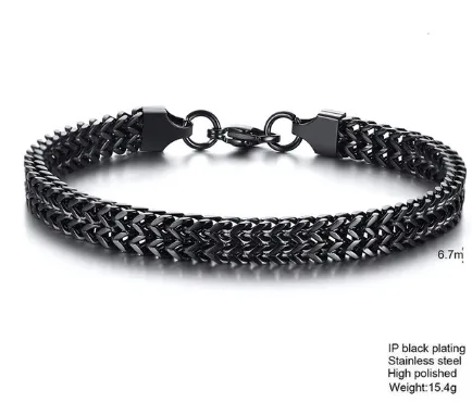 Modedesigner-Edelstahl-Balance-Fuchsschwanz-Kettenarmband für Männer mit doppelter Franco-Kette. Armband für Männer mit Schmuck