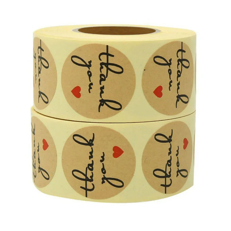 500 st runda 1 tum papper tack självhäftande klistermärken Candy Bag Box Packaging Wedding Envelope Baking Etikett
