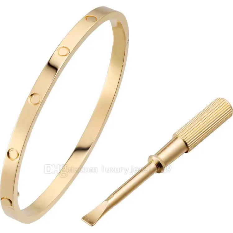 Love Screw Designer Haut de gamme de luxe Bracelet manchette bracelet tournevis amant bracelet Mode unisexe en acier inoxydable 316L plaqué 18K340D