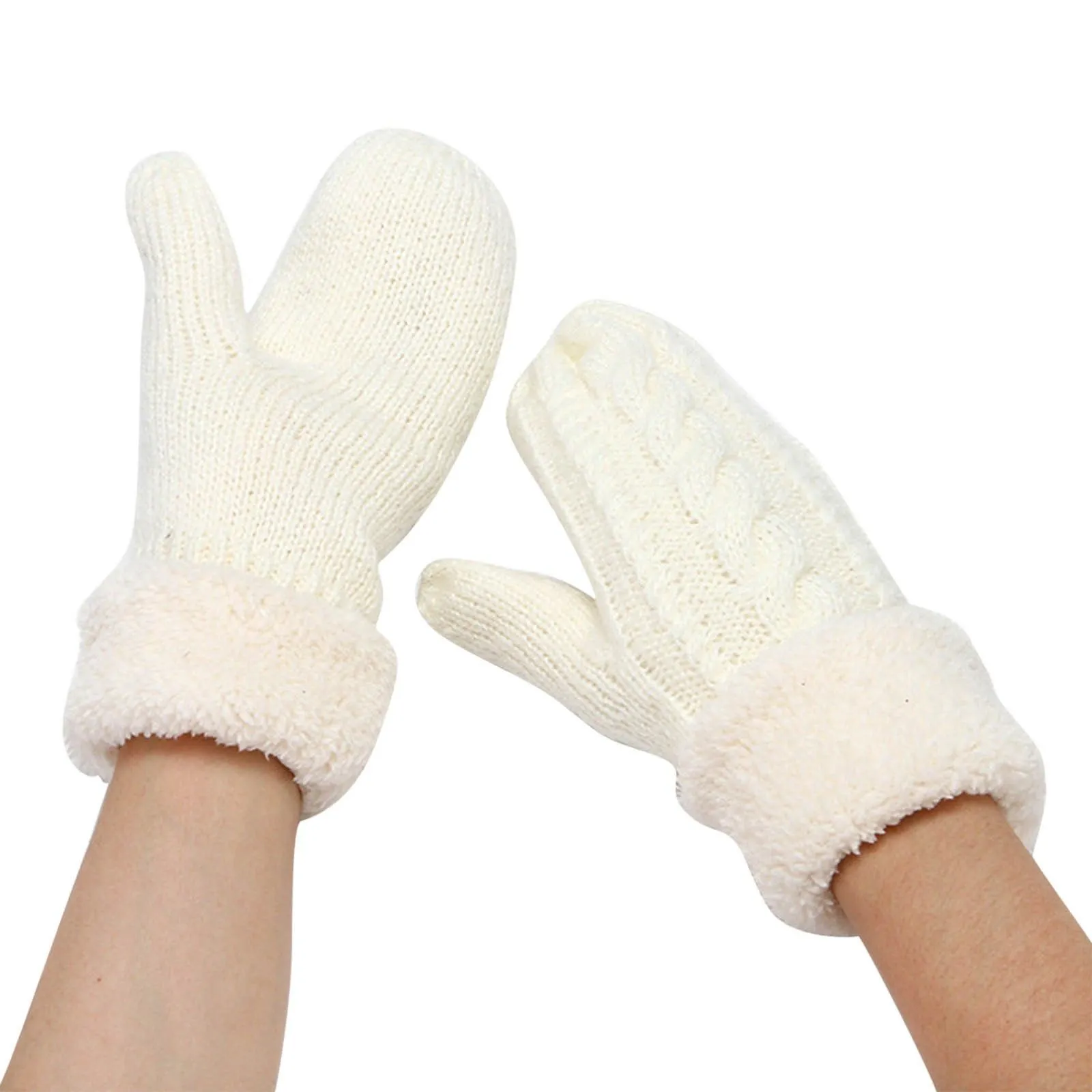 Women Fashion Knit Twist Flowers Mittens Winter Female Wool Plus Cashmere Velvet Thickening Warm Full Finger Gloves Guantes FY3892 914