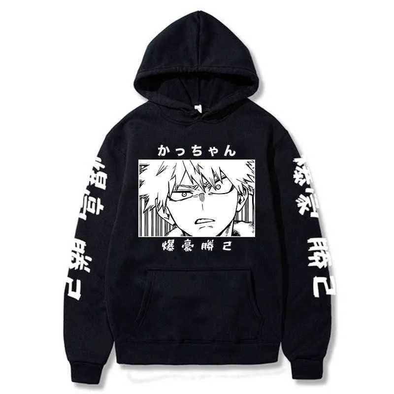 Men's Hoodies Sweatshirts Japanese My Hero Academia Graphic Long Sleeve Anime Funny Bakugou Katsuki Harajuku Fashion Sudadera Pullover G221008