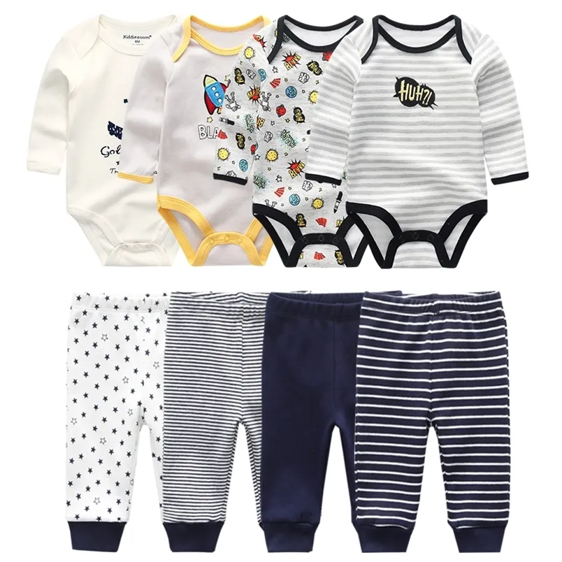 Kledingsets 4 stks baby bodysuits4pcs baby broek geboren kleding sets winter katoen pakken meisjes jongens custome 220916