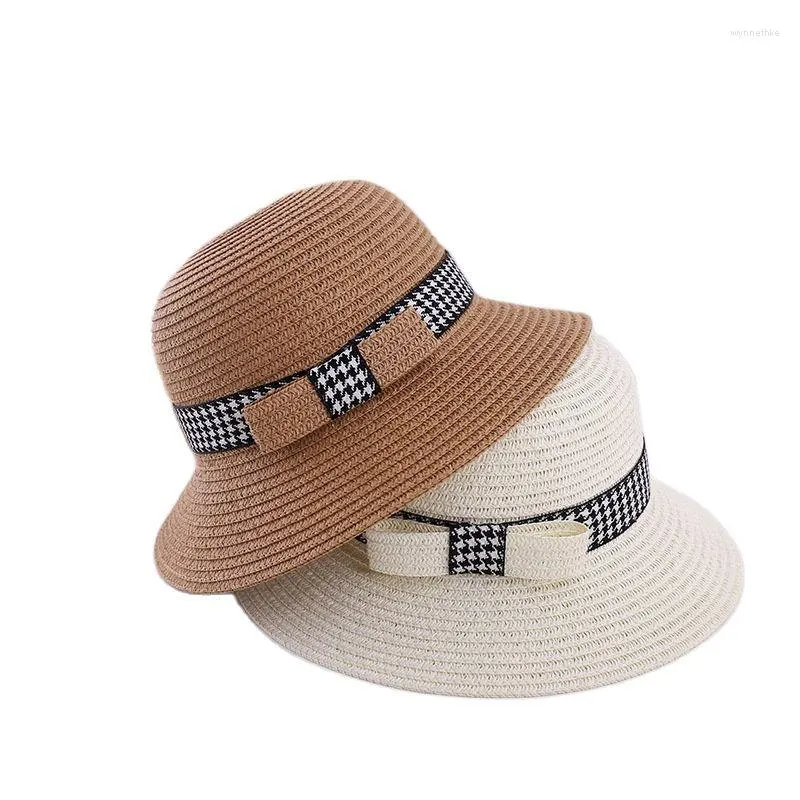 Berretti Fashion Ladies Dress Up Cappello di paglia Cappelli genitore-figlio Donne Summer Sun Flat Girls Cute Beach Travel all'ingrosso