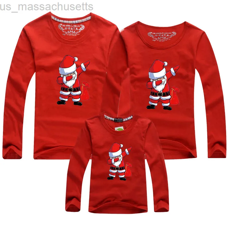 Abiti coordinati per la famiglia Padre Madre Figlio Figlia Vestiti Capodanno Mamma Papà e io T-shirt Natale T-shirt coordinata per la famiglia Manica lunga in cotone Cartone animato