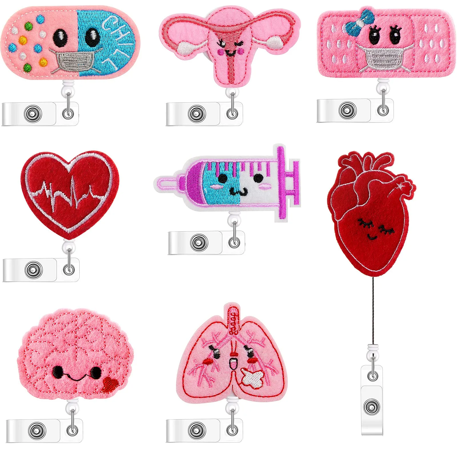 اللوازم المدرسية المكتبية الأخرى L Felt Nurse Badge Badge Reel Retractable Name ClipBrain Heart Heart Id Decorative Wi Homefavor Am0Fg