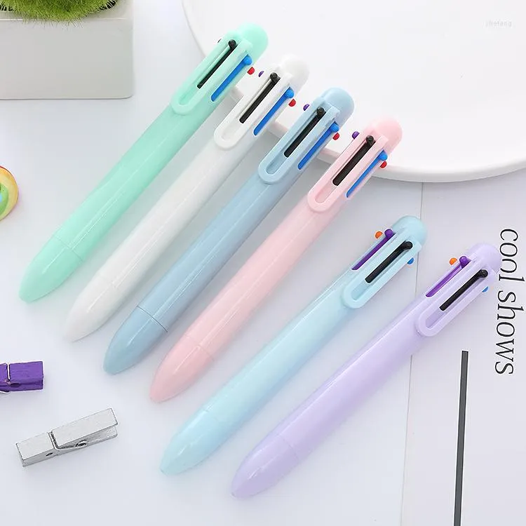 0.5mm Creative Macaron 6 Couleur Stylo À Bille Étudiants Solides Multicolore Huile Fille Coeur Cahier