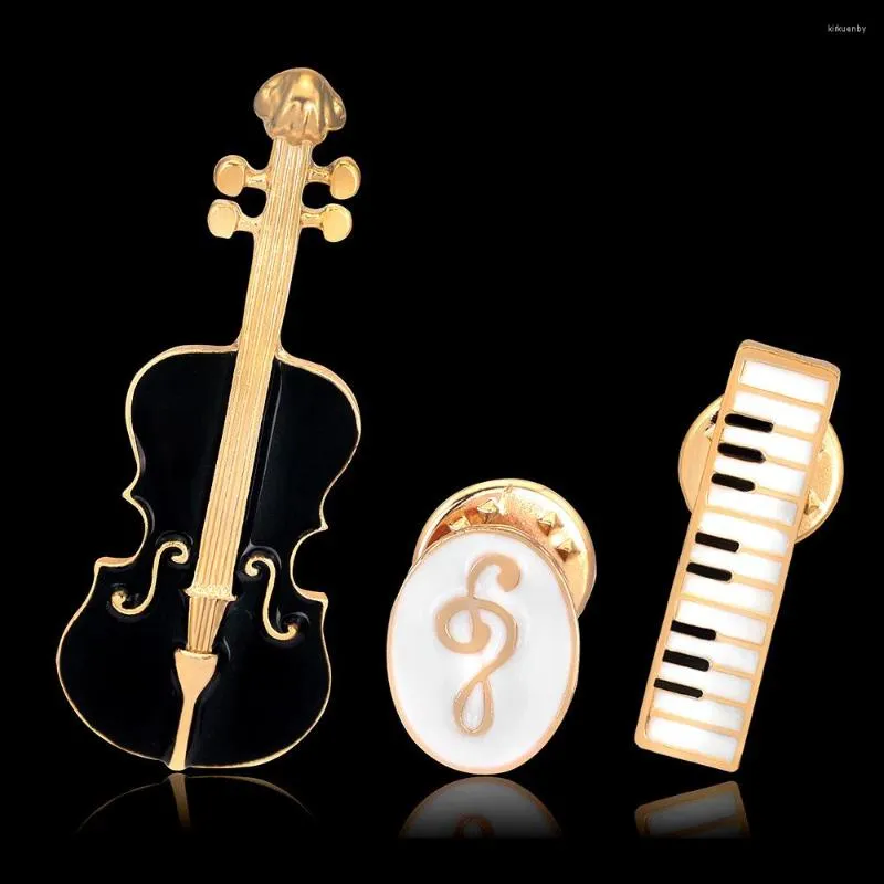 Broschen 2022 Mode Violine Symbol Tastatur Instrument Emaille Brosche Corsage Pin Geschenke für Musik Lehrer Hemd Kragen Dekoration