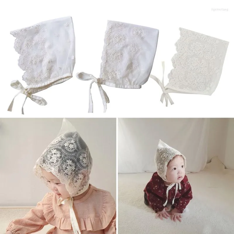 의류 세트 귀여운 레이스 출생 아기 모자 포 그너지 소품 꽃 여름 액세서리 소녀 태양 통기성 면화 유아 모자