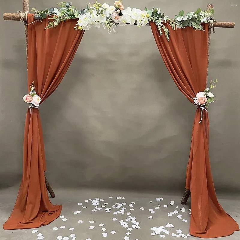 Décoration de fête 70x500cm rouille mousseline de soie arc de mariage drapage tissu terre cuite solide draperie cérémonie réception toile de fond rideau swag décor