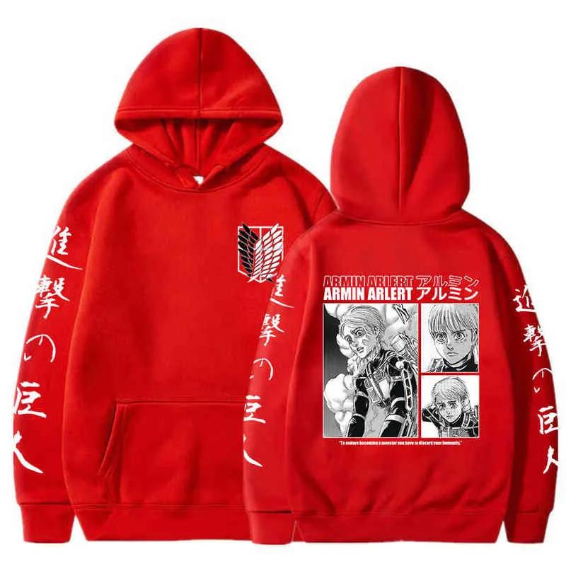 Mens Hoodies Sweatshirts Anime Attack On Titan Manga Hoodie Armin
