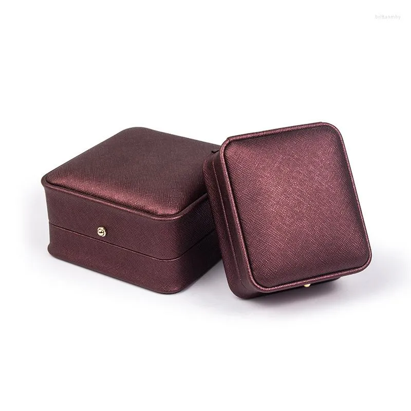 Pochettes à bijoux vin rouge Pu cuir alliances boîte pour femme boucle d'oreille bracelet pendentif emballage bijoux organisateurs amoureux cadeaux