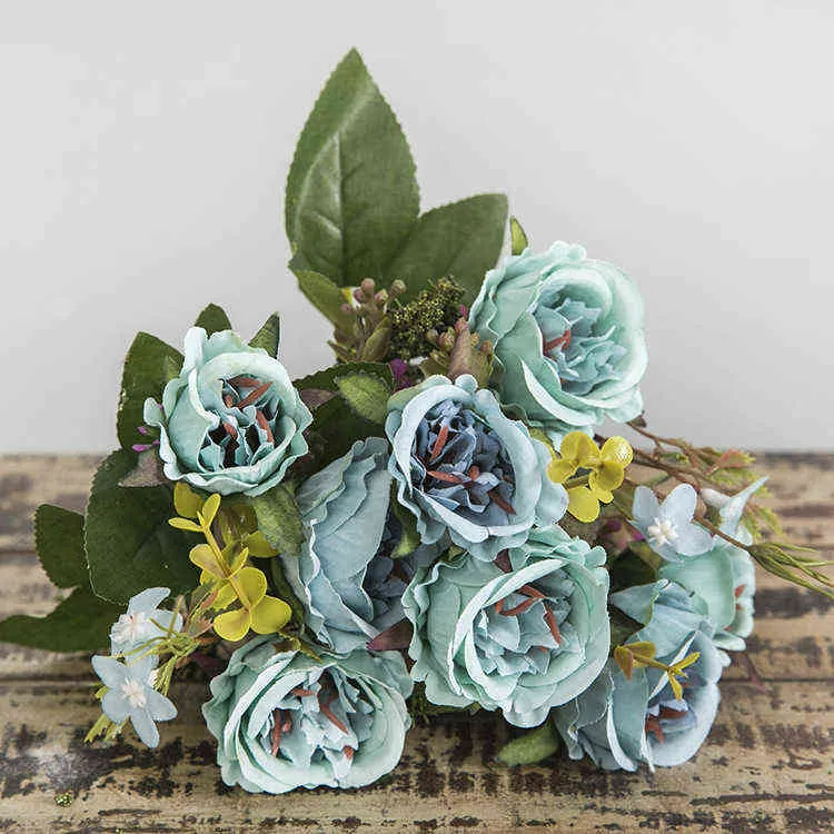 Faux Floral Greenery set een stel Maria Roses Fake Flowers For Wedding Decoration Home Shopping Mall ingelegde ornamenten J220906