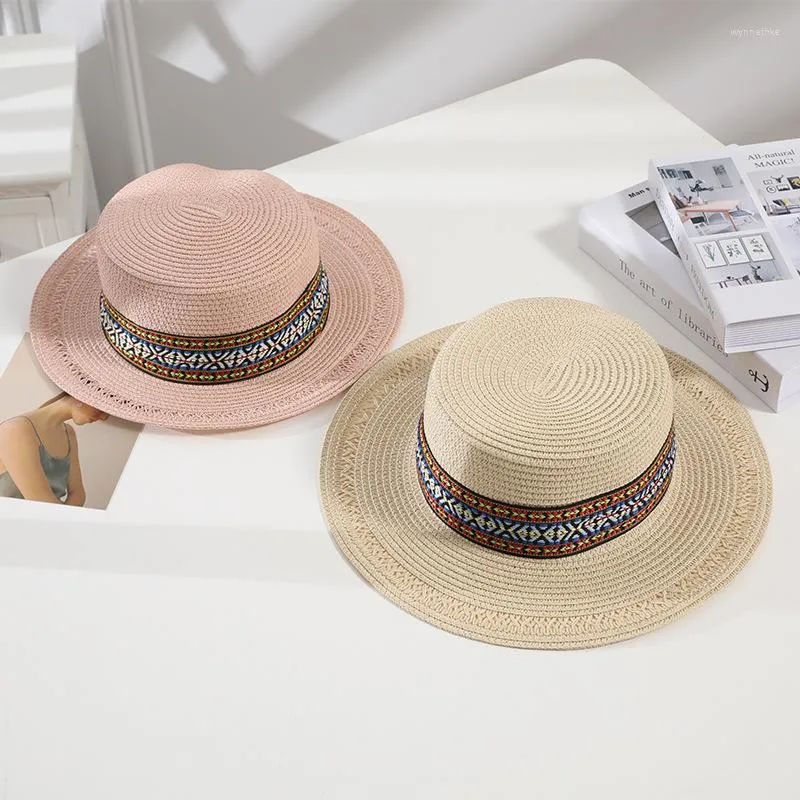 Bérets en gros mode rayé imprimé jazz chapeau pour femmes élégant voyage en plein air pare-soleil plage Panama été Fedora paille