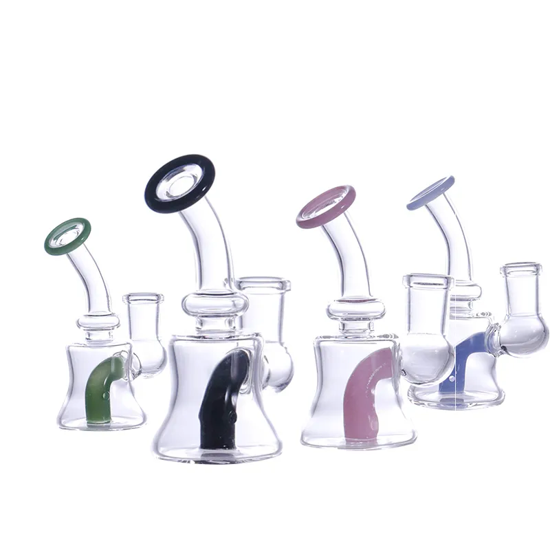 Hockahs 2022 New Arlive 4 "Glass Bong Mini Bubbler Water Pipe DAB Rig with 14mm Bowl 및 Sand Blasted Quartz Banger Silicone Container Wax Dabber Gift Box Set