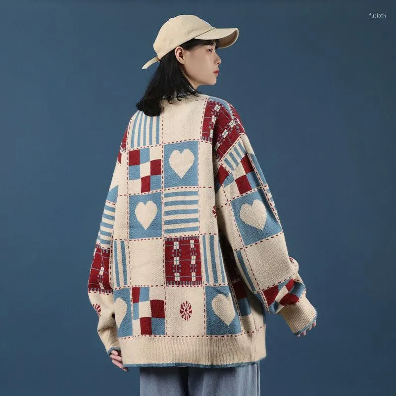 Kobiety swetry Koreańskie 3xl mężczyzn kobiety pullower patchwork vintage panelowy zagęszczony kobietę Kobieta luźna cała mecz ciepła wygoda
