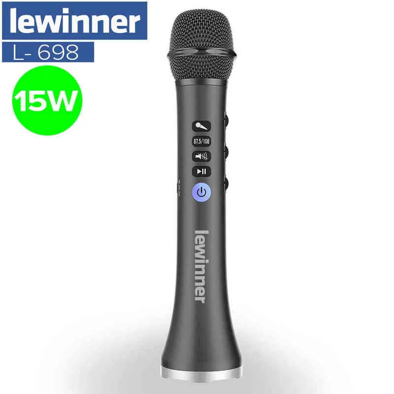 Microfoni Lewinner L-698 Microfono karaoke wireless Altoparlante Bluetooth 2in1 Palmare Registrazione di canti Lettore KTV portatile per iOS / Android T220916