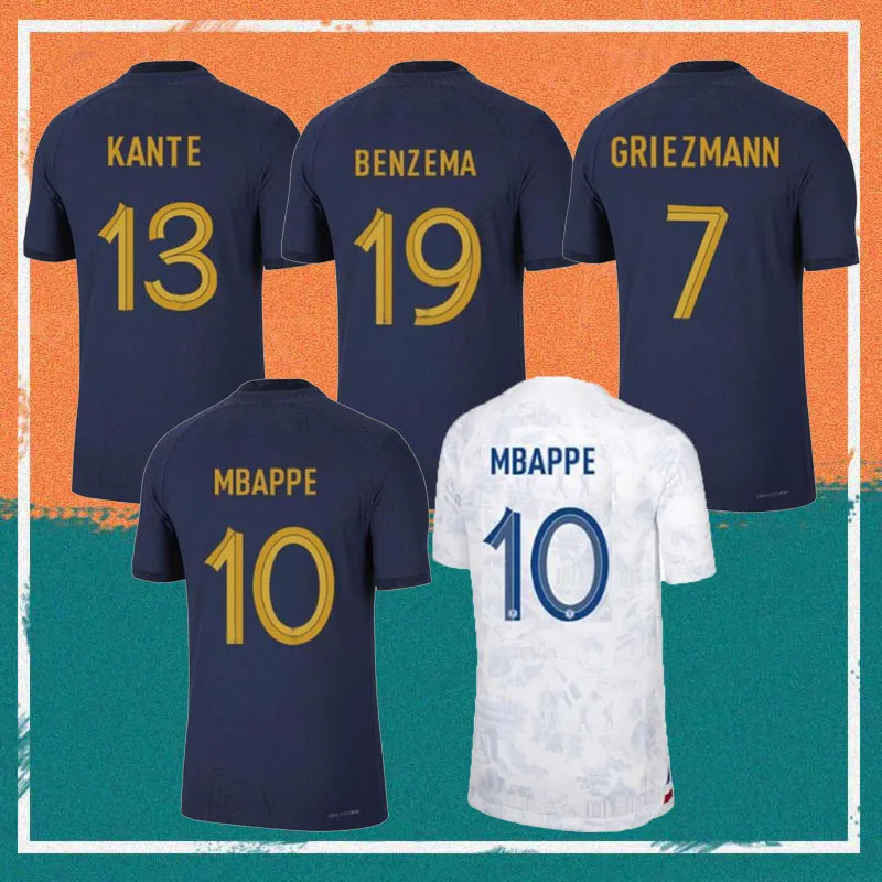 22/23 Francés Kante Benzema Mbappe Soccer Jersey 2022 France Griezmann Giroud Pavard Men Camisa Kimpembe Saliba Varane Dembele Fútbol Uniforme