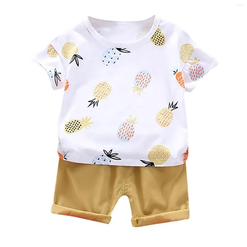 Vêtements Ensemble de mode pour tout-petit bébé garçons d'été à manches courtes à manches courtes à manches à manches florales haut de gorgée 2pcs décontractés