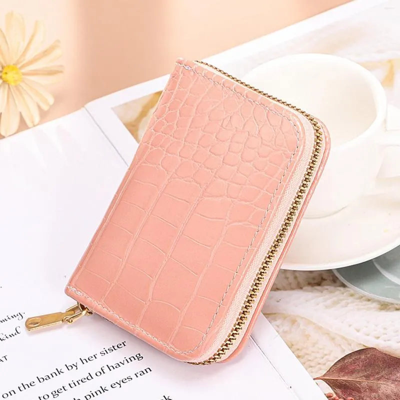 Card Holders Fashion Coin Pattern Color Solid Stone Neutral Women Zipper Purse Wallet Chain