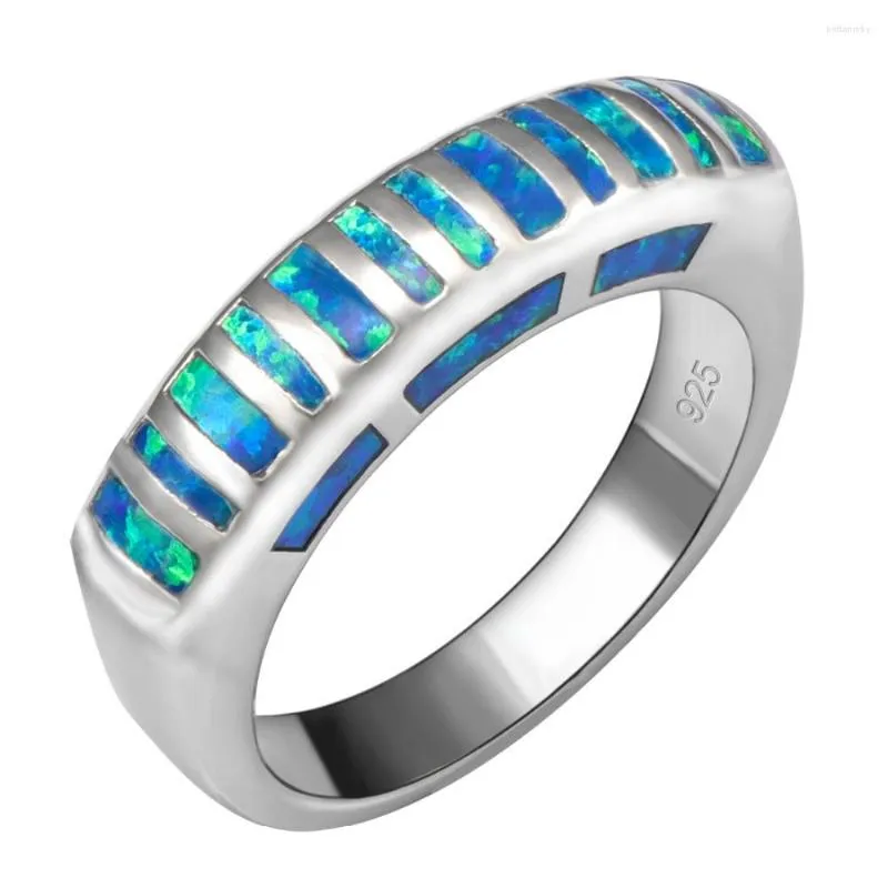 Cluster-Ringe, blauer Feueropal, 925er Sterlingsilber, hochwertiger Ring, schöner Schmuck, Größe 6, 7, 8, 9, F1557