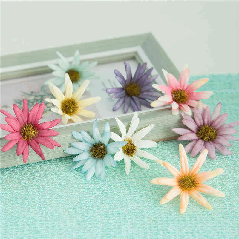 Faux Floral Greenery 10Pcs Chrysant Flower Simulation Chrysant Head Decorazione di nozze Ono Chrysant Flower Bunch Wreath J220906