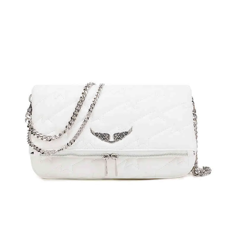 Zadig Voltaire -tas Designer tas schoudertassen vrouwen luxe designer handtassen ZV zwarte witte pu metalen ketting crossbody tassen met diamantvleugels geborduurd 220916 m95j