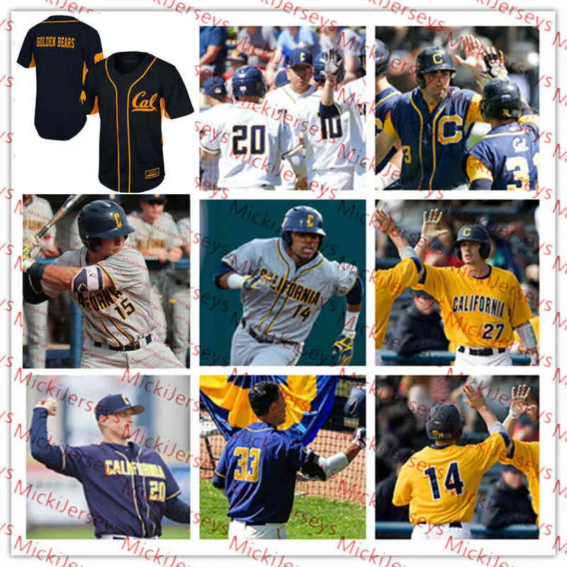 College Baseball Wears College NCAA Custom Cal Bears Baseball Jersey 19 Steven Zobac 39 Vaughn Mauterer 41 Reuben Drogin 6 Aaron Roberts 18 Joe Ammirato 43 Mitch B