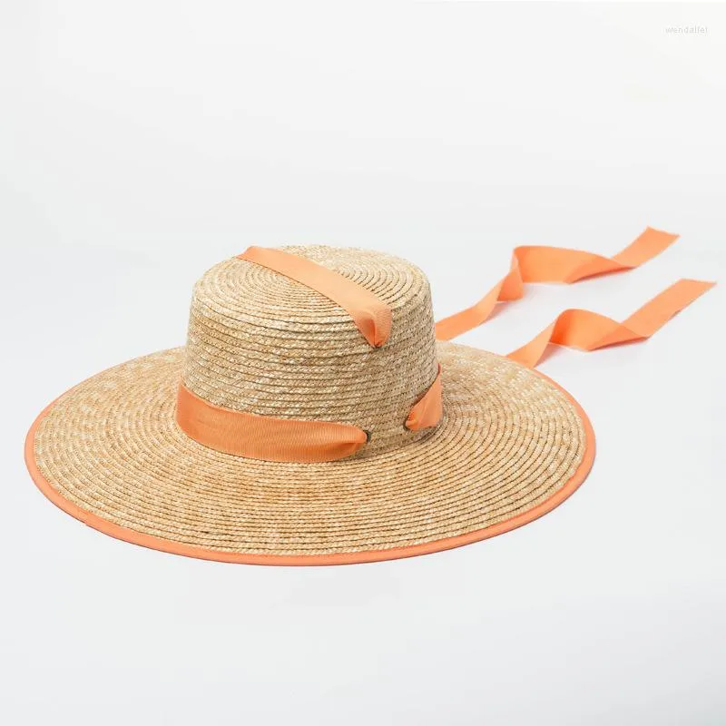 Brede randhoeden kwaliteit zon voor vrouwen floppy strand met UV UPF 50 Protection Straw Cap Ribbon Kuntucky Hat