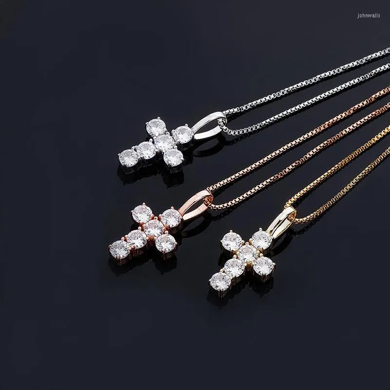 LACKETEN HIP HOP S925 Sterling Silver Bling Out CZ Cross Pendants Kettingen voor vrouwelijke mannen Fashion Charm Jewelry Drop LocketsLockets