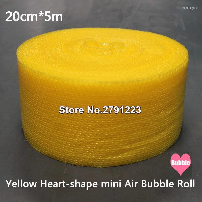 Gift Wrap 20cmx5m Yellow Heart-shape Mini Air Bubble Roll Party Favors And Gifts Packing Foam Wedding Decoration Emballage Bulle Warp