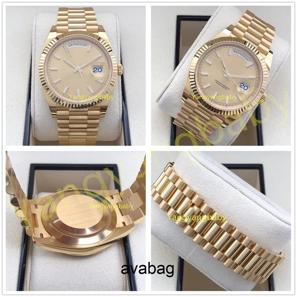 Met box papers topkwaliteit horloge 40 mm dag-datum president 18k geelgouden Japan beweging automatische heren heren Watche BP maker Zvby