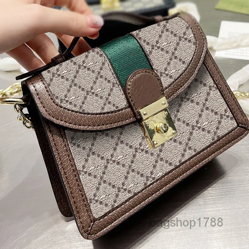 Akşam Çantaları Kadın Ophidia Crossbody Çanta Mini Çanta Çanta Kanvas Harfler Kırmızı Yeşil Çizgili Dokuma Toka Tasarım Moda Harfler Altın Ha