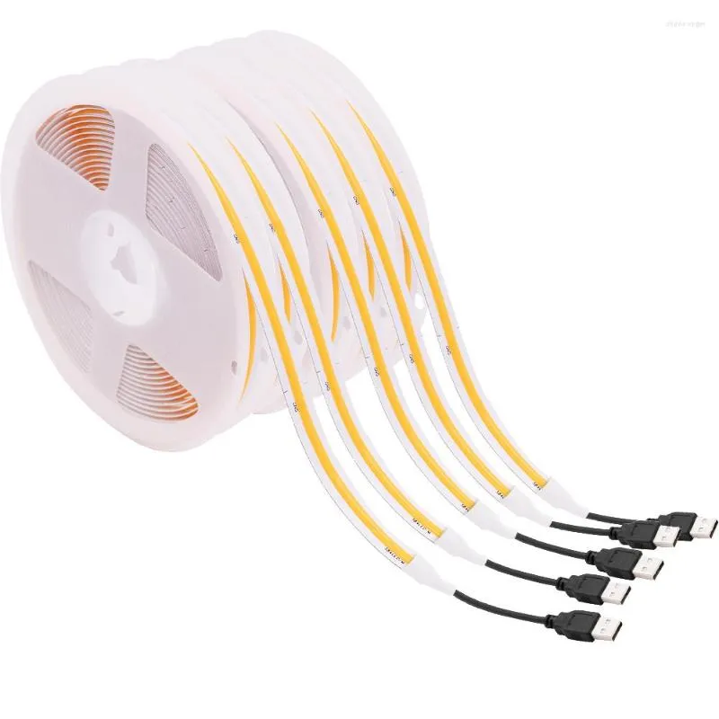 Полосы DC5V USB Power Cob Led Strip 320LEDS Высокая плотность линейная световая гибкая лента