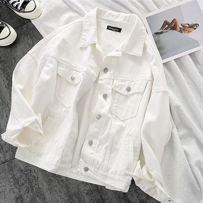 Women's Jackets Women's 2022 Demin Jacket Women White Black Denim Coat Casual Harajuku Streetwear Female Vintage Jeans