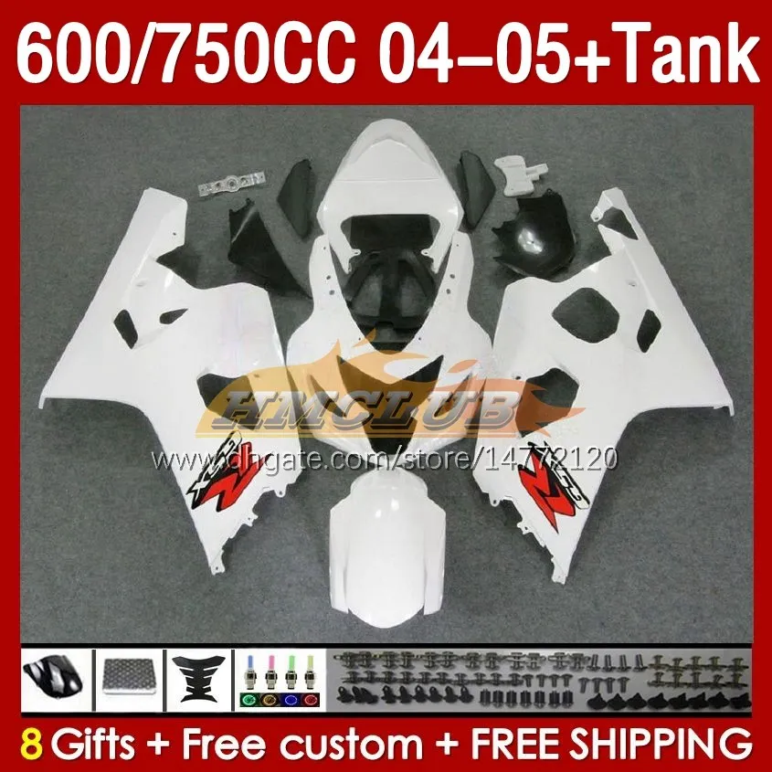 스즈키를위한 OEM 페어링 탱크 GSXR600 750CC 화이트 프랙토리 GSXR-750 K4 GSX-R600 04-05 153NO.17 600CC GSXR 600 750 CC GSXR750 04 05 GSXR-600 2004 2005 주입 곰팡이 페어링