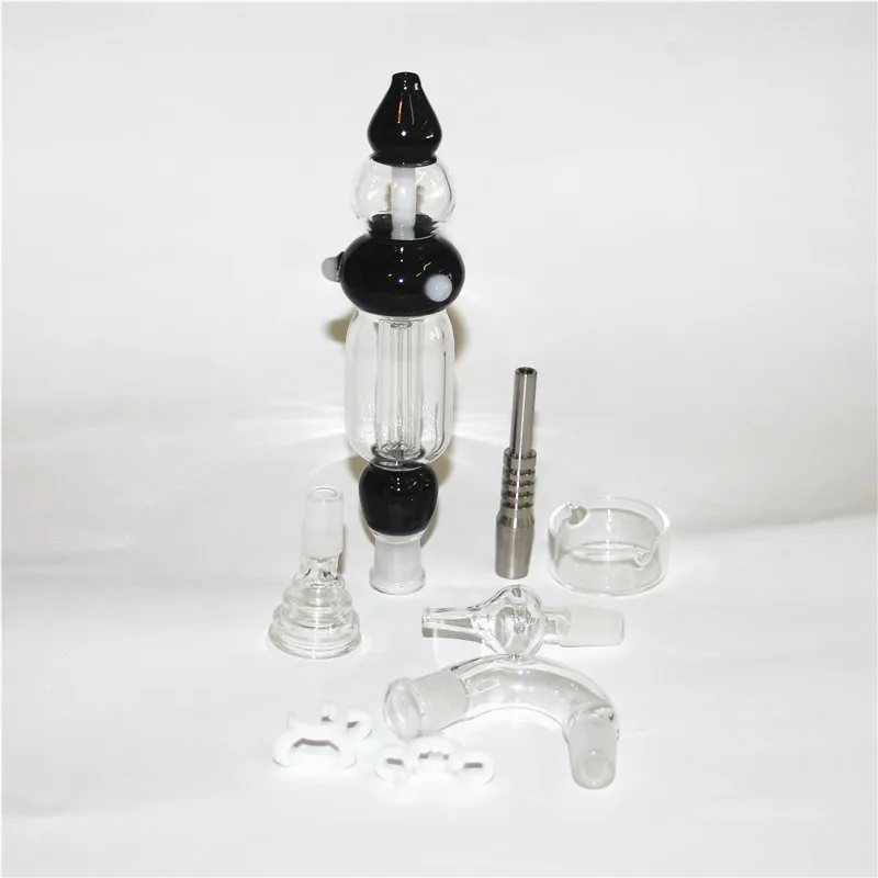 Kit Nector da 14 mm Mini Narghilè Tubi da fumo con punta in titanio Dab Oil Rigs Piatto in vetro paglia NC