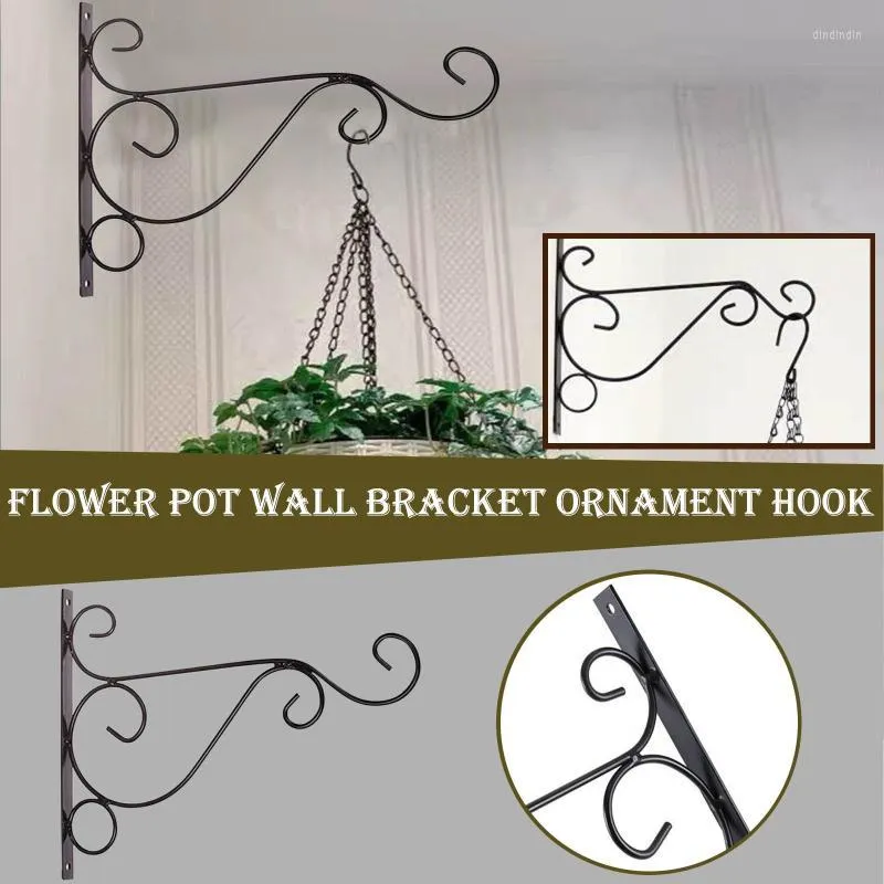 Hooks & Rails Metal Hook Hanger Leaf Shape Indoor And Outdoor Wall Type Plant Pot Hanging Bracket Flower Holder Iron