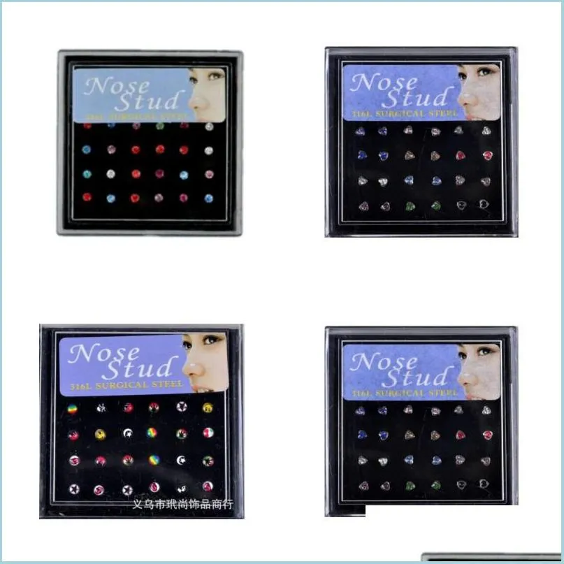 144 pz/lotto 316L acciaio inossidabile gioielli da donna naso studs anello body piercing 66 N2 consegna di goccia 2021 Dhseller2010 Dhtpf