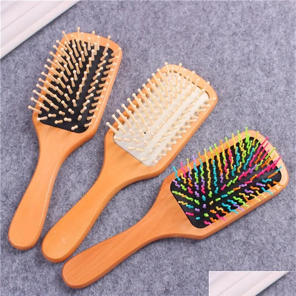 Hair Brushes Black White Detangling Mas Wooden Combs Paddle Hair Scalp Care Healthy Cushion Airbag Unisex Hairbrush Hair Homeindustry Dhyqa